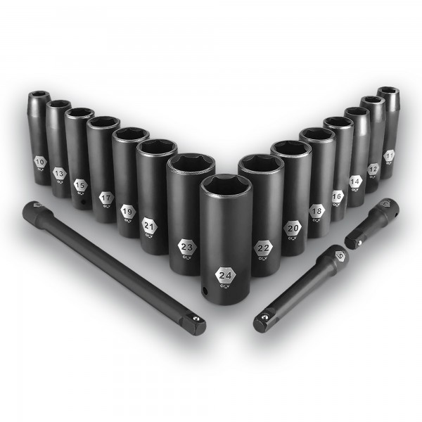 Juego llaves de vaso impacto cr-v 18pcs.