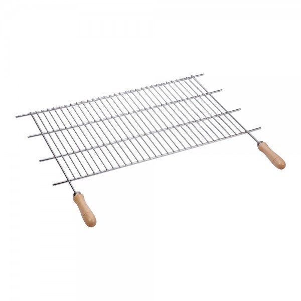 Parrilla para barbacoa de zinc. 100x40cm asas de madera sauvic