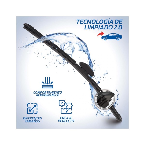 Escobilla Limpiaparabrisas Modelo Aquan53 Ultra Flex Series 19" 51 cm 1 Unidad con 8 Adaptadores