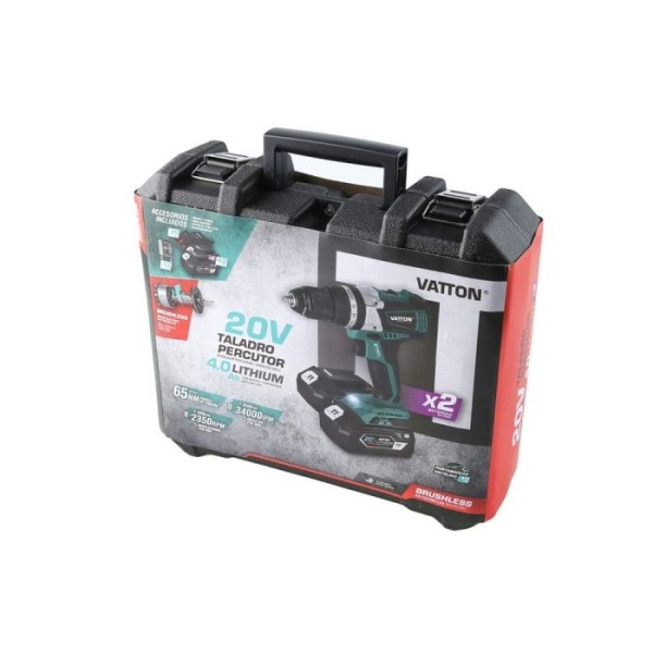 Taladro perc.vatton 20v.2 bat.4.0a brush