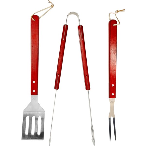Utensilios barbacoa 3 piezas madera