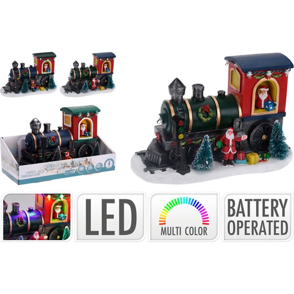 Locomotora con papa noel con led, modelo variados